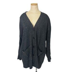 COS cardigan women's M gray oversized 100% wool button front long sleeve sweater